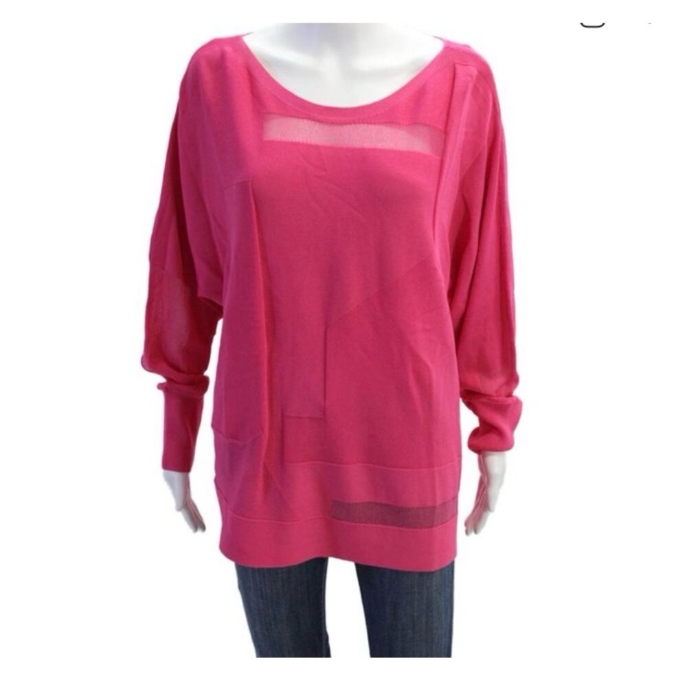 Joseph Ribkoff Womens Long Sleeve Scoop Neck Oversized Sweater Pink Size Large